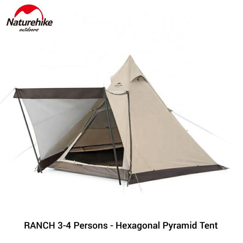 TENDA PIRAMID NATUREHIKE RANCH NH20ZP013 COTTON SERIES HEXAGONAL PYRAMID TENT TENDA GLAMPING CAMPING