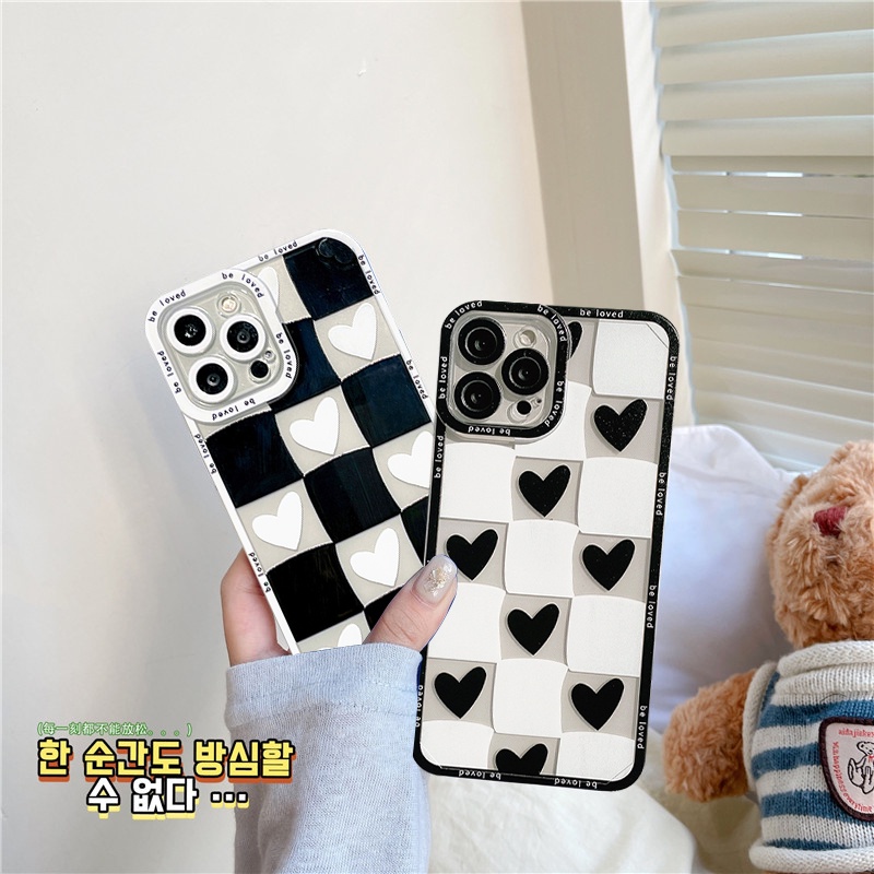 Soft Case Tpu Motif Kotak-Kotak Untuk Iphone 6 6S 8 7 Plus 13 11 12 Pro Max Xr X Xs Max Se