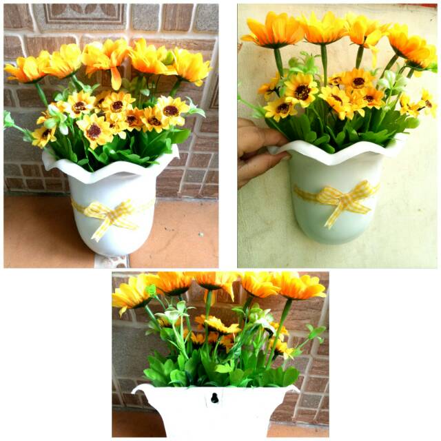 BUNGA MATAHARI +POT DINDING PLASTIK/HIASAN DINDING RUMAH