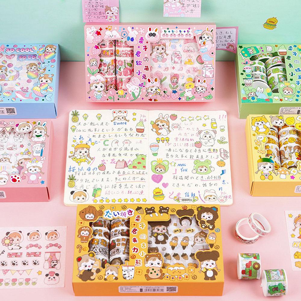 Lanfy Kawaii Sticker Set Packing Dekorasi 20pcs Bear Bunny Kelinci Kodok Bunga Minuman Makanan Stationery Diary Foto Album Stiker Hias