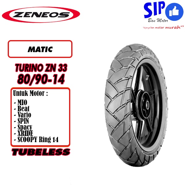 Ban motor matic Zeneos Turino 80 90 14 Tubeless