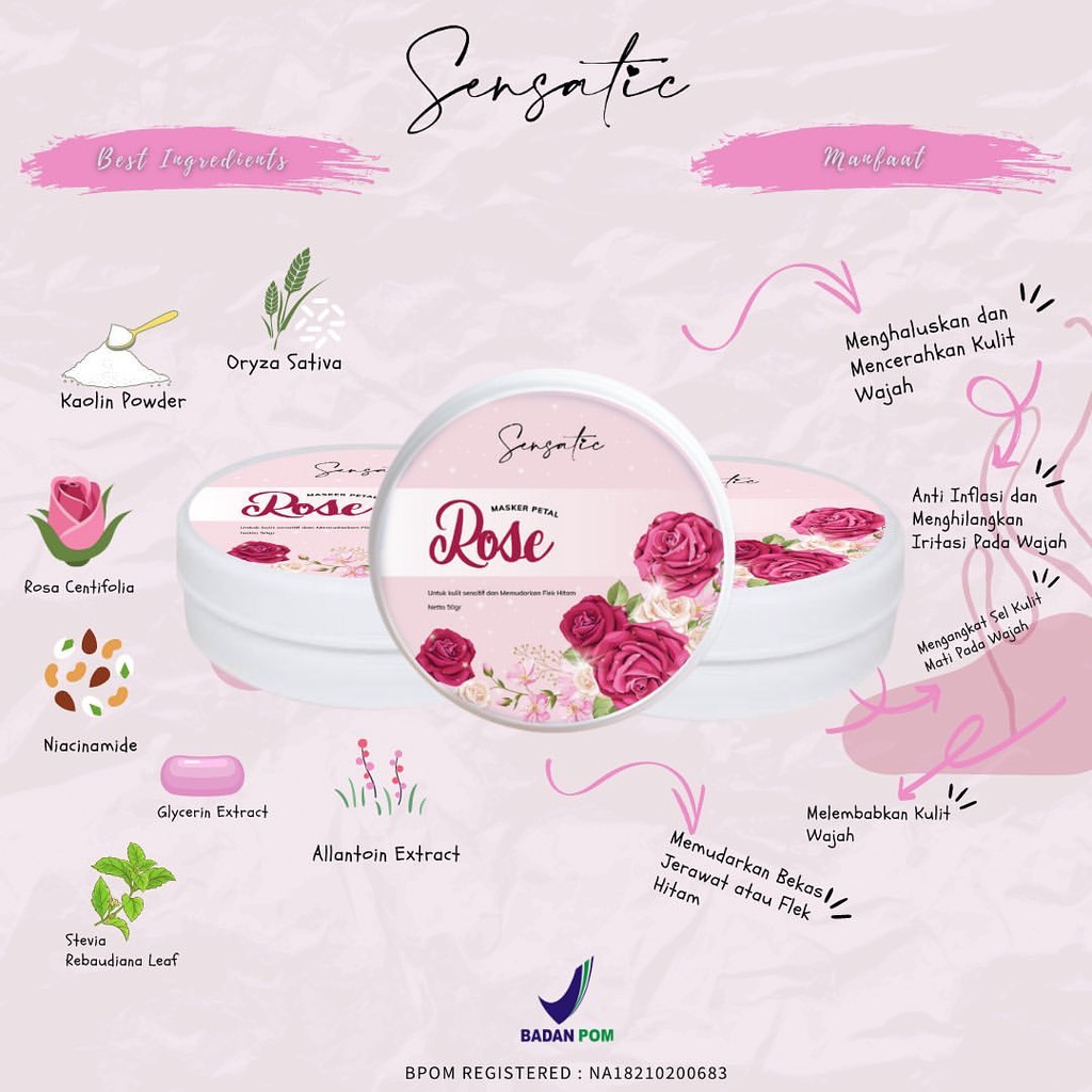 READY STOCK! SENSATIC ANDGLOW MASKER ORGANIK PETAL