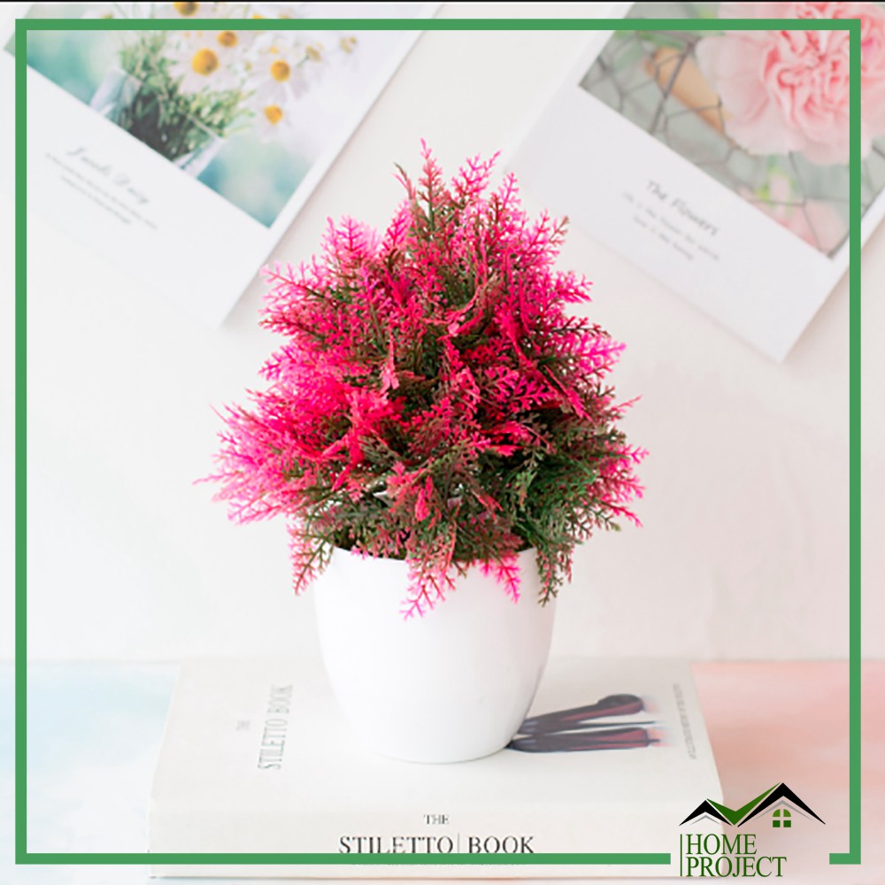 Pot Tanaman Bunga Plastik Moderen Hiasan Bunga Artificial Flower Tanaman Bunga Type Eye Grass-EYEGRASS-Merah