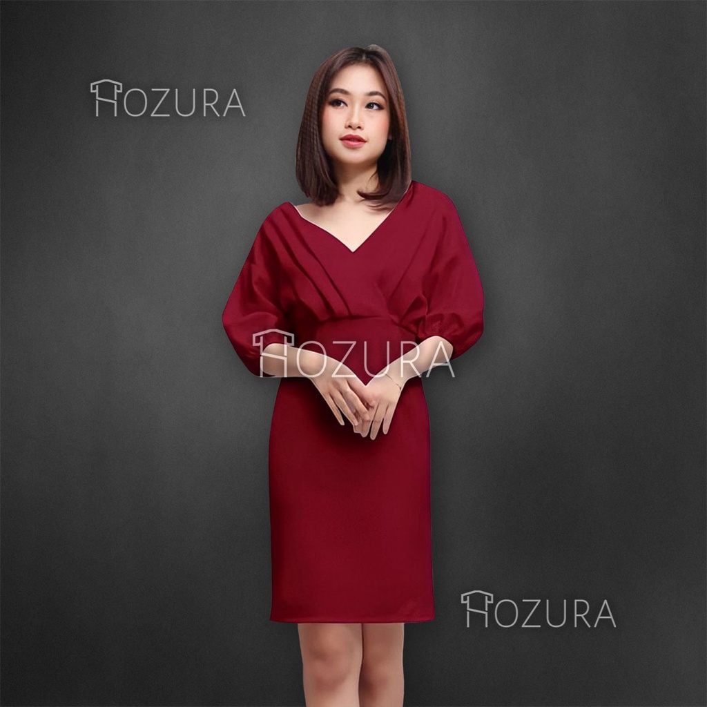 HOZURA - Dress Import Premium Elena - Dress Scuba - Dress Korea - Dress Import - EC 7897 - Dress Halterneck - Dress Bodycon Spaghetti Strap - fanny dress bodycone wedges premium - Atasan Wanita - Dress Midi Korean - Gaun Terbaru Murah COD Gratis Ongkir