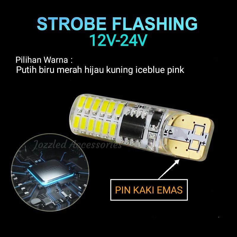 Lampu Led T10 Senja 24 Led 12V-24V Motor Mobil Truk kedip strob flash