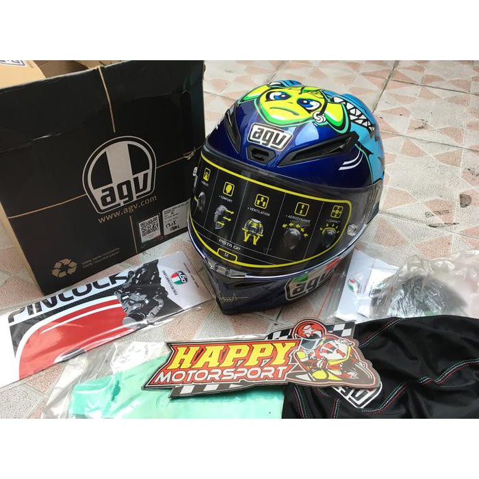 HELM AGV FULLFACE CORSA MISANO SHARK VIA VIA ORI ITALY SIZE M DAN SNI