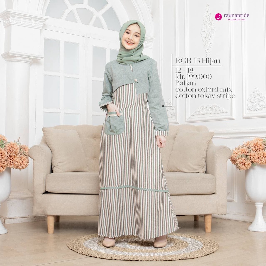 Gamis Remaja Rauna / Baju Anak Remaja / Busana Muslim Anak / Gamis Rauna Anak / Rauna RGR 15 / Gamis