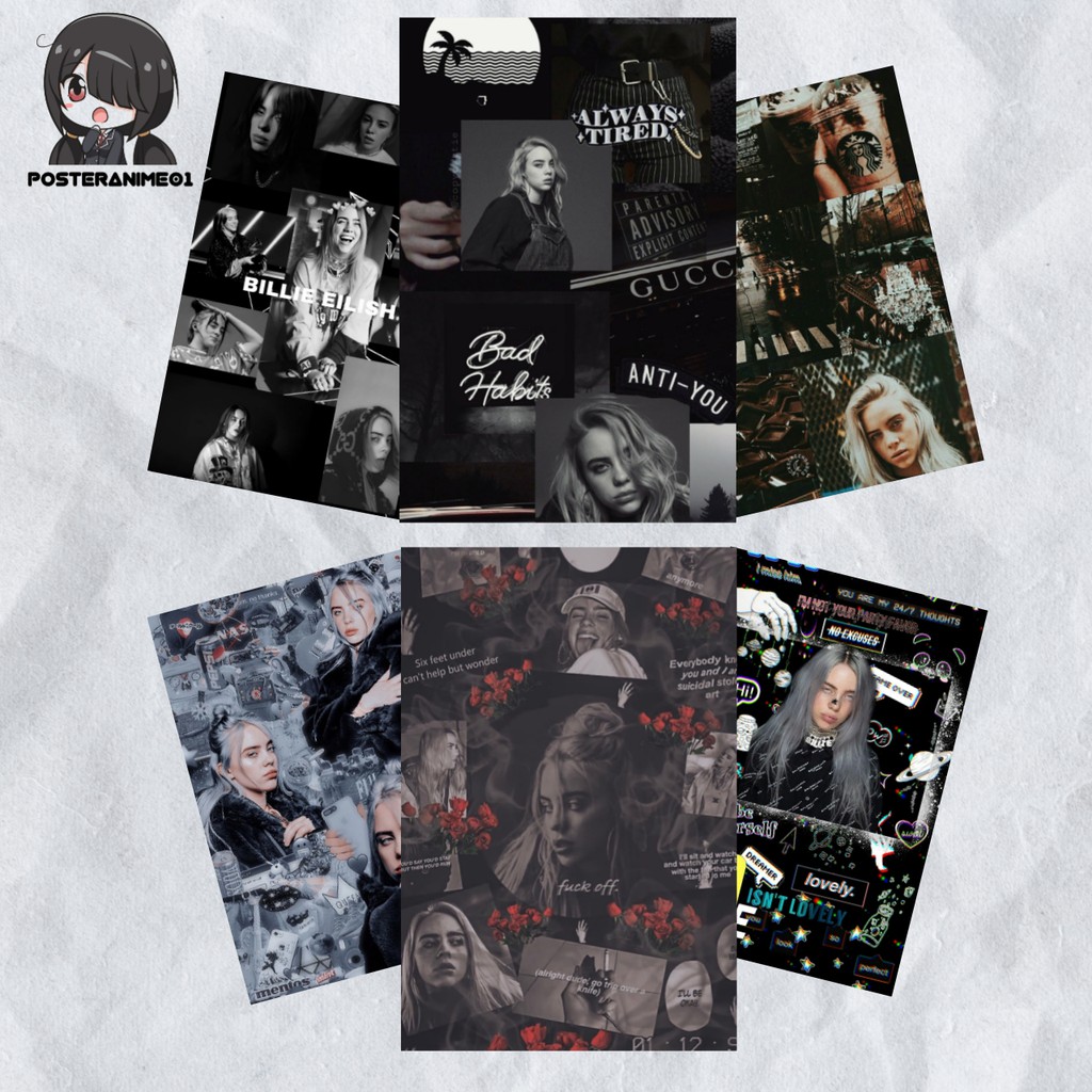 POSTER DINDING/HIASAN DINDING BILLIE EILISH AESTHETIC | Poster Aesthetic Black And White
