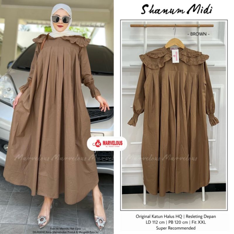 SHANUM MIDI BY MARVELOUS (MIDI DRESS KATUN) Midi katun halus rekomended