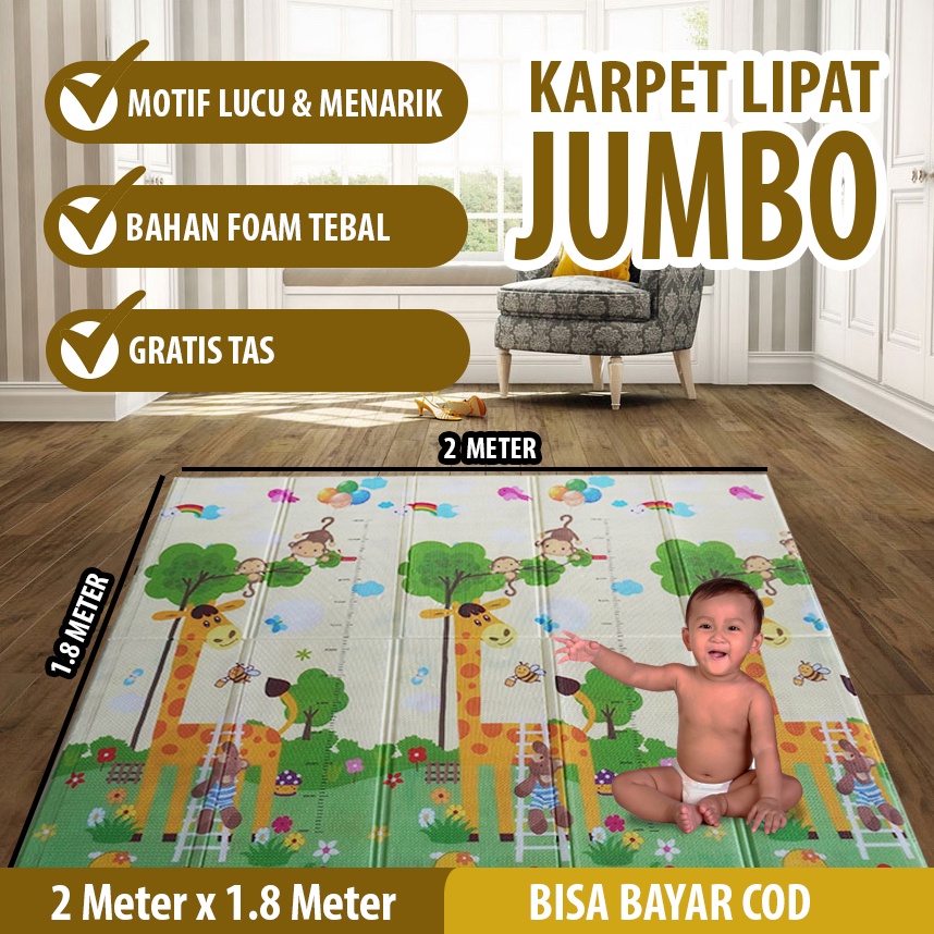 SHIMANO Matras Karpet Tikar Foam Playmat Lipat Bayi Motif Anak Printing Tebal 200cm x 180cm