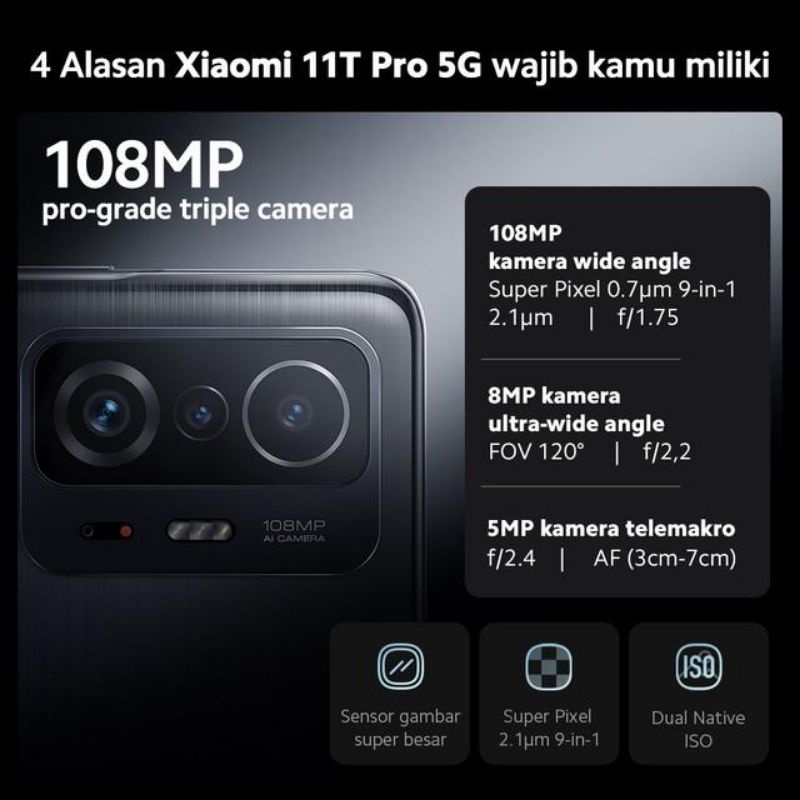 Xiaomi 11T Pro (12GB+256GB) Snapdragon 888 108MP Triple Kamera 6.67”-1