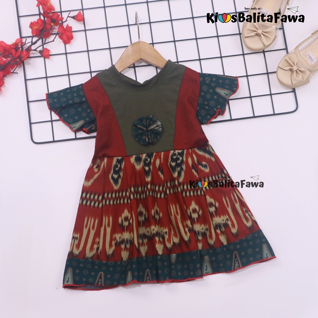 (BATIK) Dress Tania uk 6-18 Bulan / Dres Anak Bayi Perempuan Lengan Pendek Gaun Pesta Import Baby