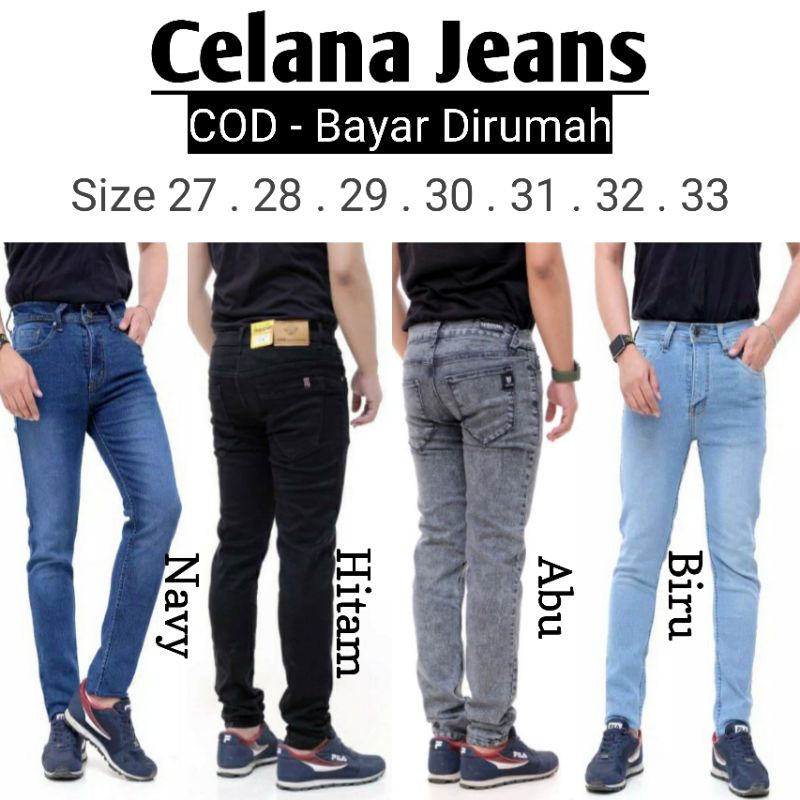 Celana Jeans Panjang Pria . Celana Jeans Pensil Semi Slimfit
