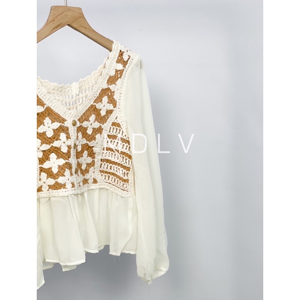 MDLV ~ 66110# Labriska Crochet Top Atasan Blouse Daisy Baju Import