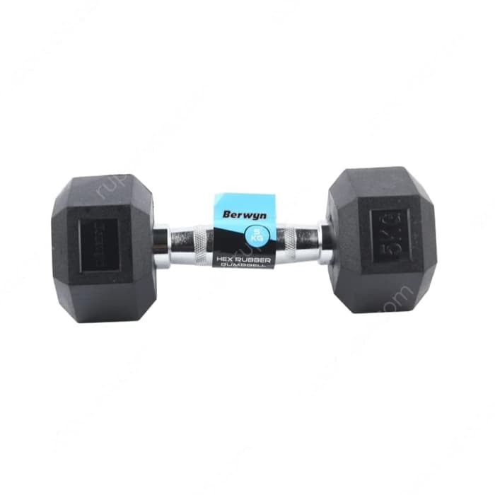 DUMBELL KARET RUBBERIZED HEXAGONAL 5 KG BARBELL