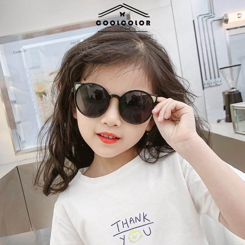 CODAnak-anak Lucu Bentuk Gadis Fashion Bingkai Bulat Kacamata Perlindungan UV- cl