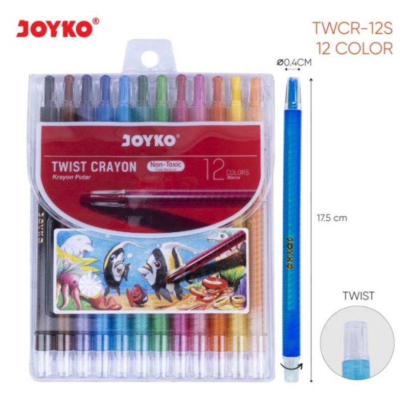 Krayon Putar Panjang 12 Warna Twist Crayon