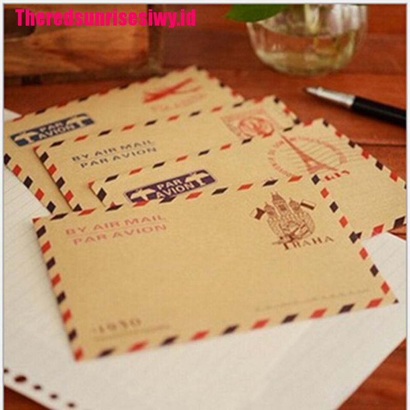 【Theredsunrisesiwy.id】New 10 Sheets Mini Envelope Postcard Letter Stationary Storage Paper Vintage