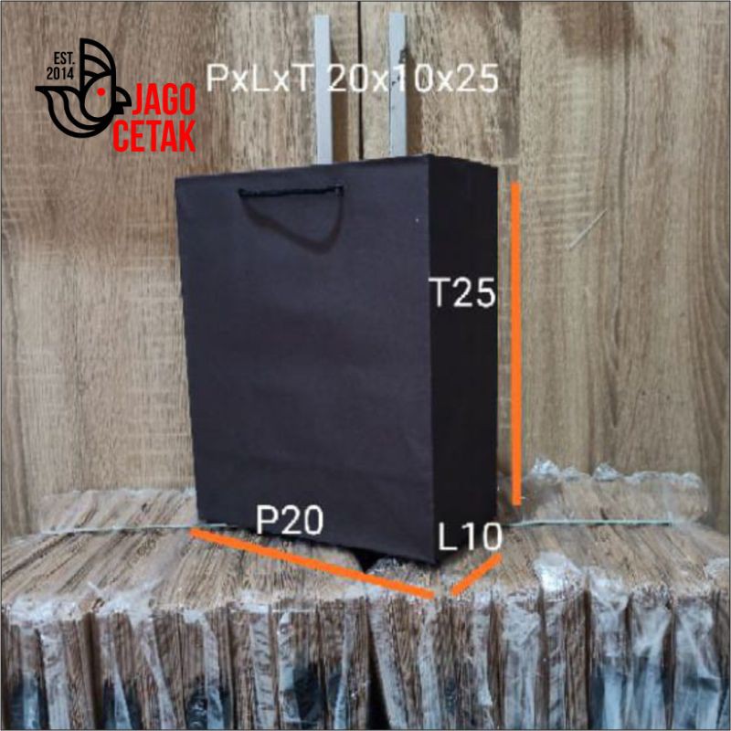 

craft HITAM 20x10x25 PxLxT, paper bag goodybag paperbag, gody bag craft hitam paper bag hitam