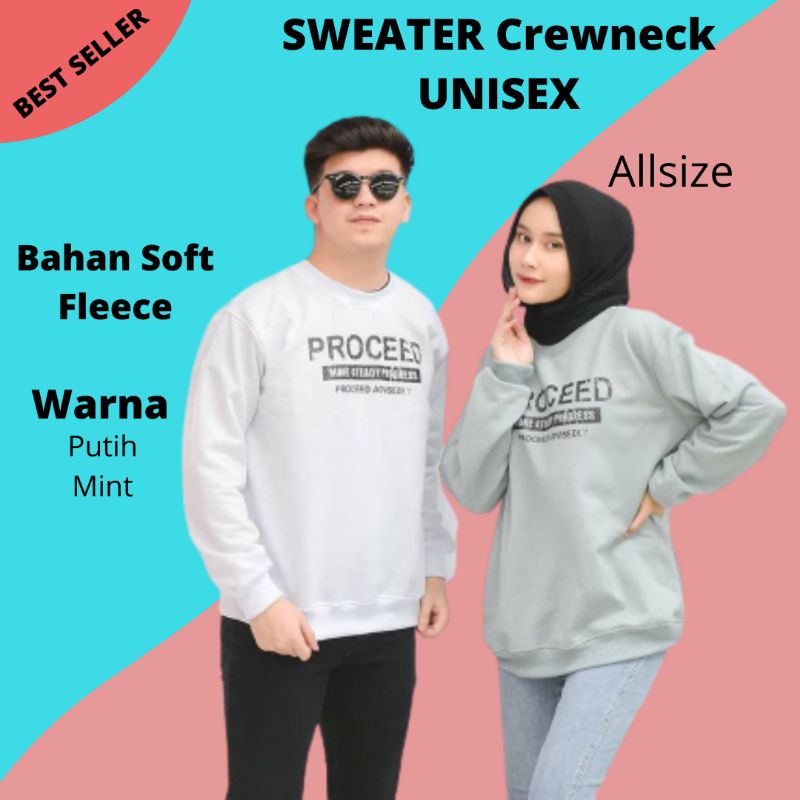 Sweater Wanita Crewneck Polos Murah Keren Kekinian Sweater Pria Keren Terbaru Proceed