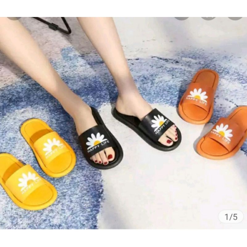 sandal happy sandal pres happy life sandal teplek wanita sandal spon