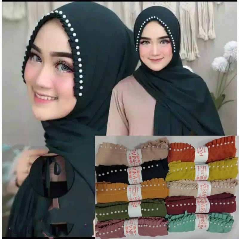 HIJAB JILBAB PASMINA LIPIT MUTIARA