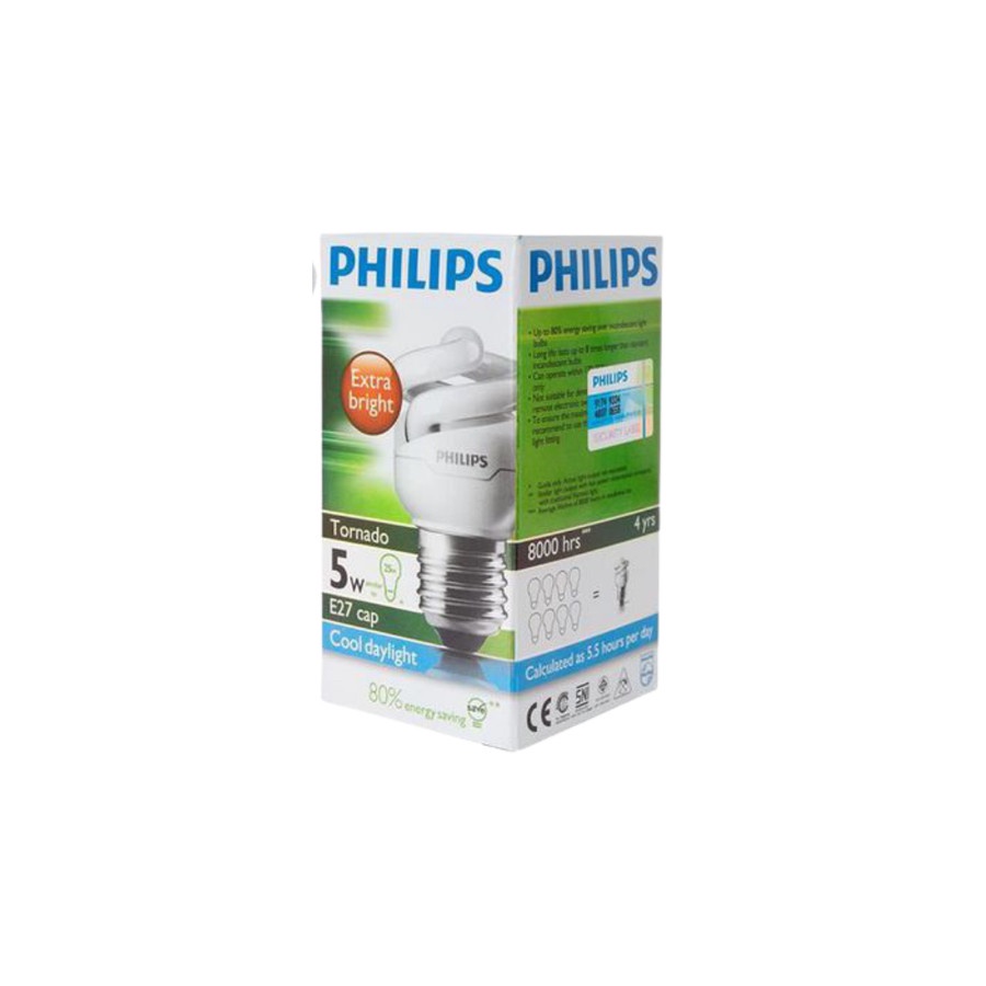 LAMPU PHILIPS TORNADO 5 WATT PUTIH LAMPU PHILIPS 5 WATT LAMPU SPIRAL