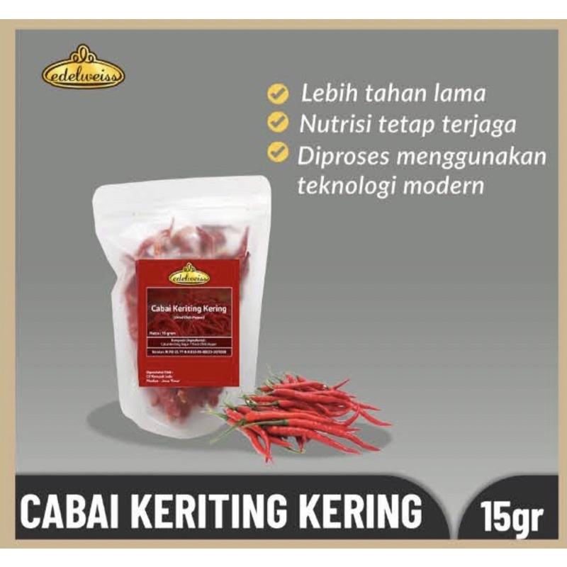 

cabai keriting cabe keriting kering 15gr edelweiss