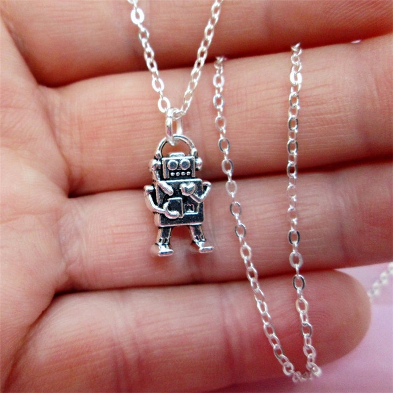 Kalung Liontin Robot Mini Gaya Retro Hip Hop Untuk Unisex