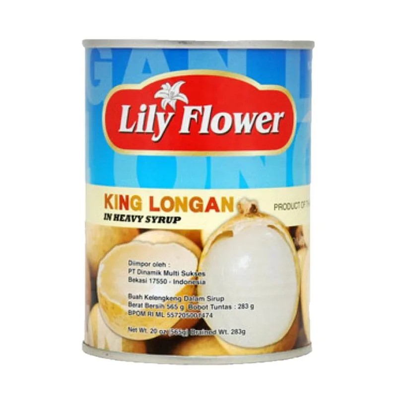 Buah Kaleng Lily Flower King Longan In Heavy Syrup Buah Kalengan 20 Oz / 565 Gram