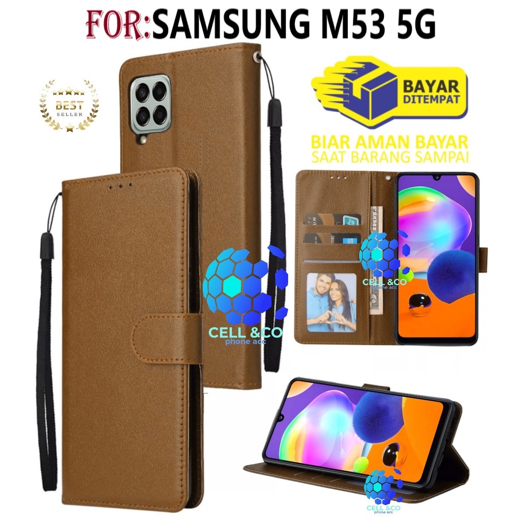 CASE SAMSUNG M53 5G CASE FLIP LEATHER WALLET PREMIUM FLIP CASE BUKA TUTUP KESING HP CASING FLIP CASE WALLET SAMSUNG M53 5G