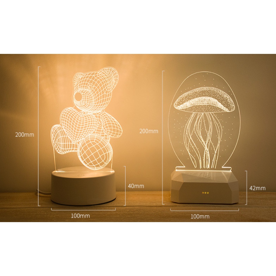 Lampu Tidur 3D Karakter / Lampu Hias Tidur Led / Lampu Dekorasi Lafadz Allah - Boneka - Menara - dll