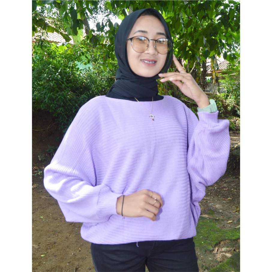 LASPERAL BATWING OVERSIZE / ATASAN WANITA KEKINIAN / PAKAIAN NEW ARRIVAL / BLOUSE RAJUT OVERSIZE / BATWING BLOUSE