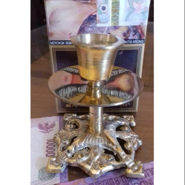 Tempat Lilin Kuningan motif Karawang Antik Murah / Candle Holder