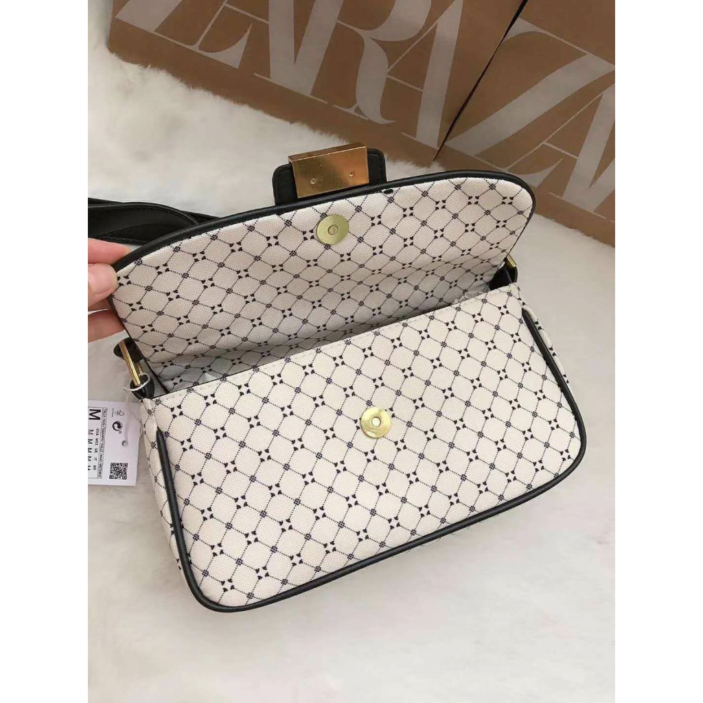 SALE 4.4 TAS WANITA ZARA4  SOLDERBAG WHITE MOTIF SIMPLE FASHION IMPORT # 12652