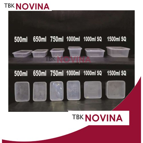 [25PCS]Thinwall 1500ml SQUARE food container box tempat makan plastik kotak nasi penyimpanan makanan kulkas