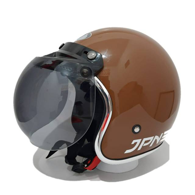 Helm JPN Coklat Glossy List Chrom