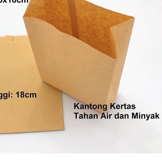 

✺ Paperbag Kantong Tahan Air dan Minyak Coklat (M) 12x6x18cm Foodgrade ♘