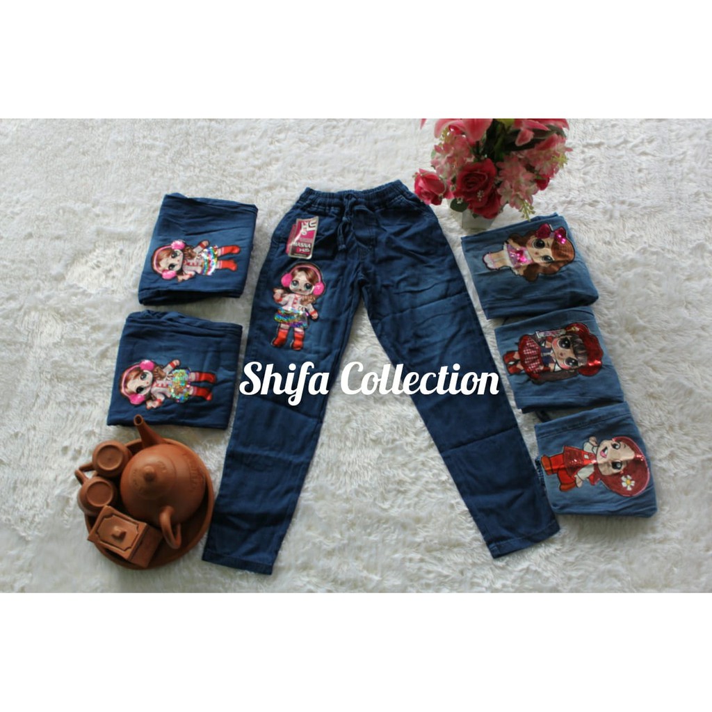 Celana Jeans / Celana Panjang Anak / Celana Jeans Panjang / Celana Luna Anak Karekter Boneka LED Size M L XL