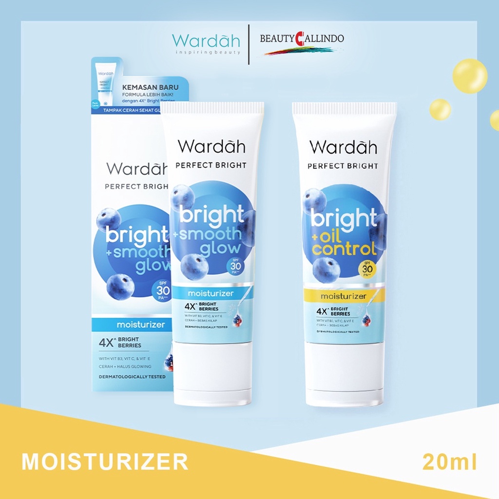 Wardah Perfect Bright Moisturizer 20ml | Pelembab | Bright + Oil Control |  Smooth Glow SPF 30 PA+++