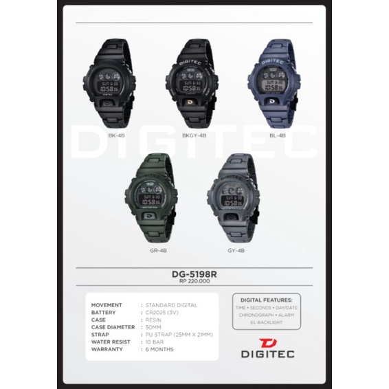 Jam Tangan Pria Digital Digitec Original DG-5198R  Gratis Ongkir COD