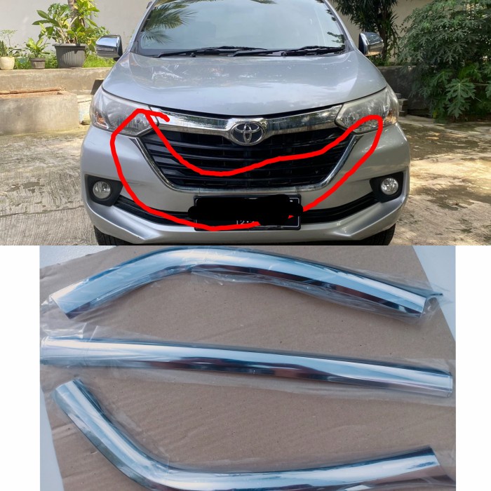 1Set | Garnish List Bumper Depan Mobil Avanza | ORIGINAL | Lis Chrome