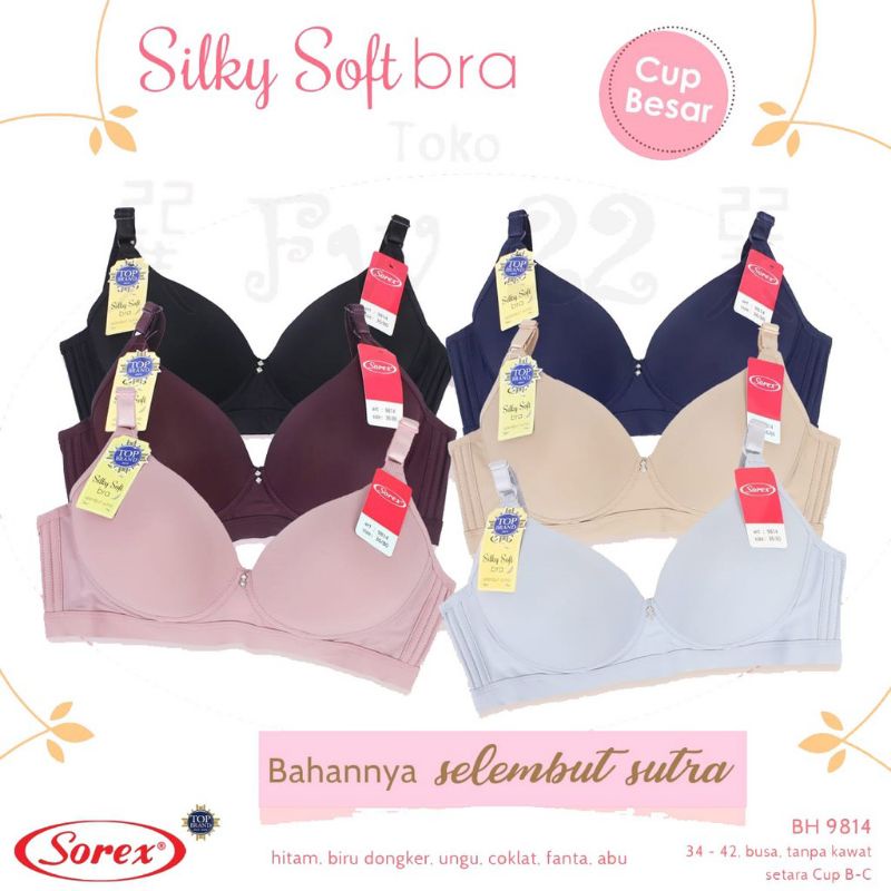 BH Bra Tanpa Kawat Busa Tipis Lembut Silky Soft Sorex 9814