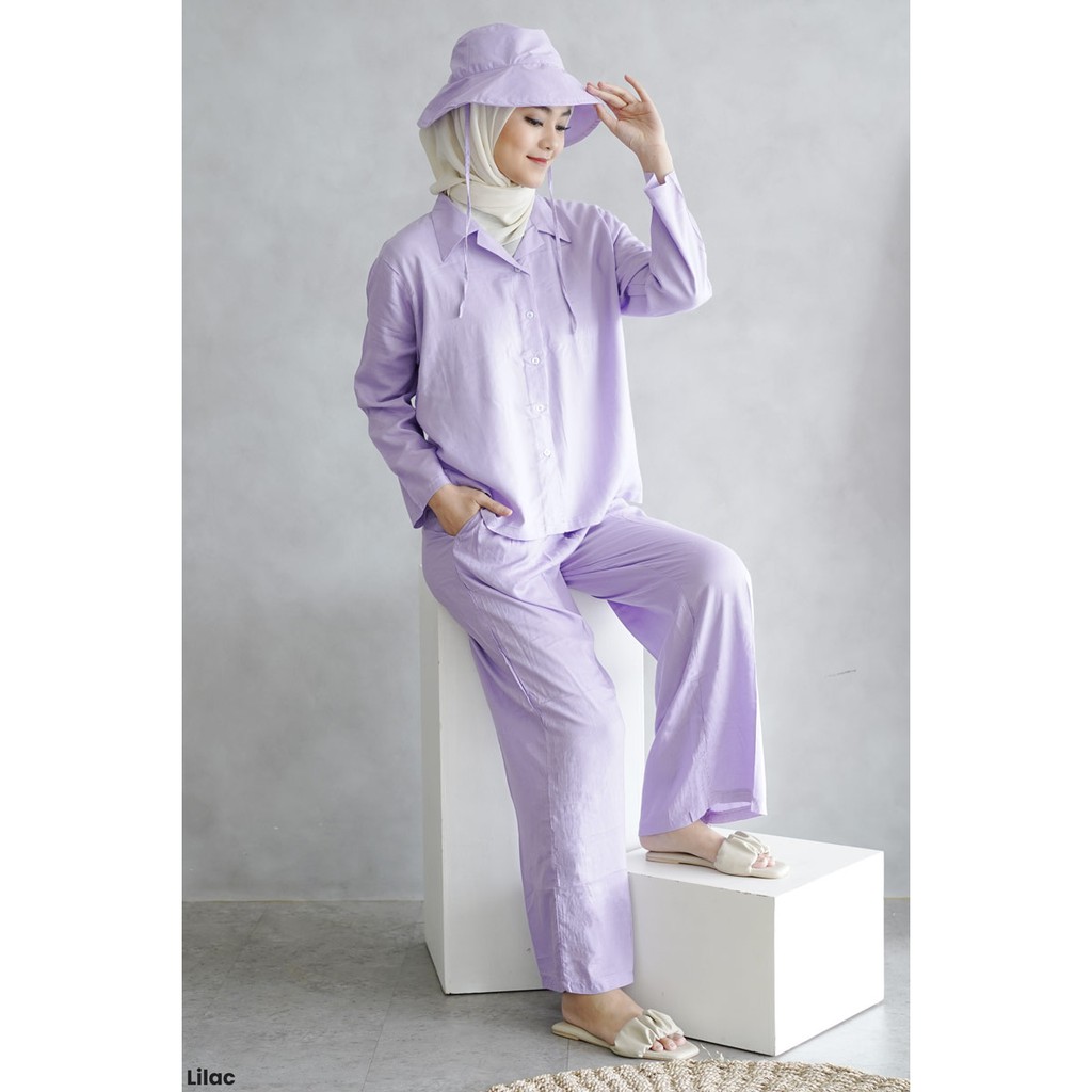 [FREE BUCKET HAT] Marina Longsleeve Set Rayon Premium pakaian wanita set