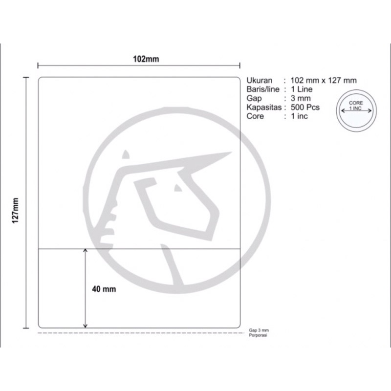 Label Barcode Semicoated Putih 102x127mm Core 1&quot; @500pcs Resi JNE