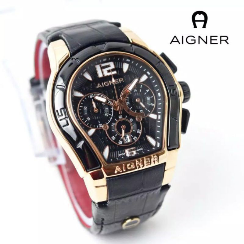 Jam Tangan Pria Aigner Palermo 2299 Premium Crono Tanggal Aktif - Free Box Batre Cadangan Original