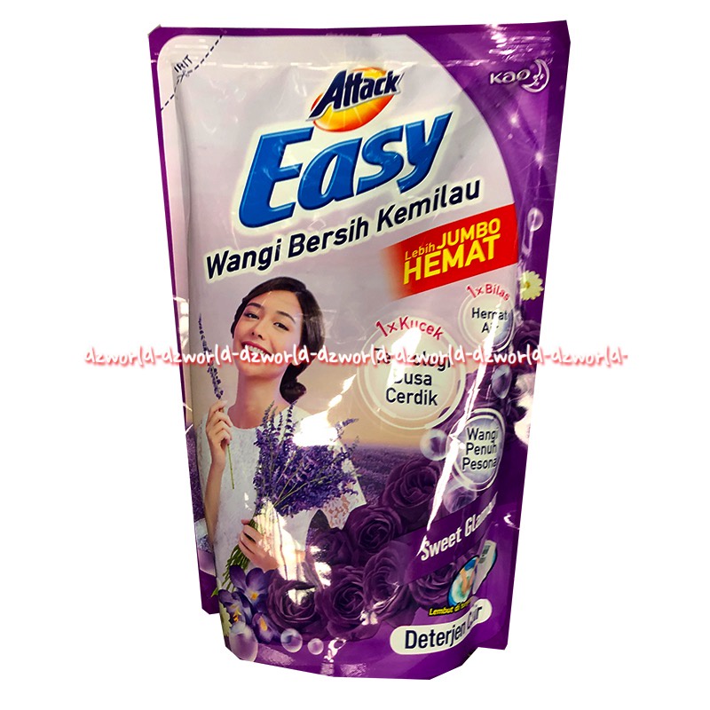 Attack Easy Wangi Bersih 1200ml Detergen Cair Sparkling Rose Orange Lavender 1x Kucek Sabun Cuci