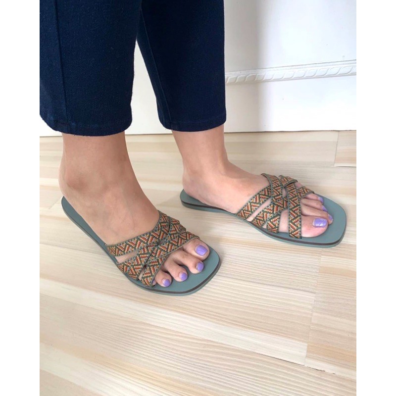 [7.7 Boombastis Sale⚡] - SANDAL WANITA CKS352 WOVEN STRAPPY SLIDE  PREMIUM IMPORT