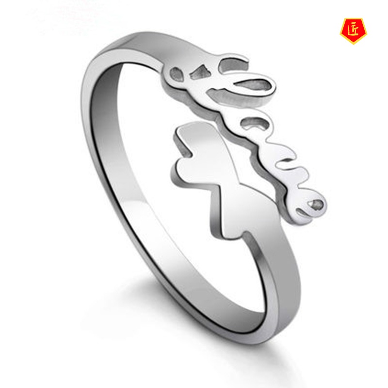 [Ready Stock]Silver Opening Love Ring Fashion Simple