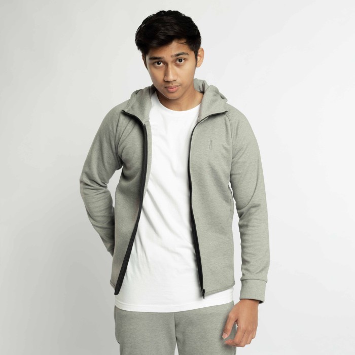 (TERLARIS) JAKET HOODIE ZIPPER PRIA SMITH BERLIN X KAESANG ACTIVE GREY - S